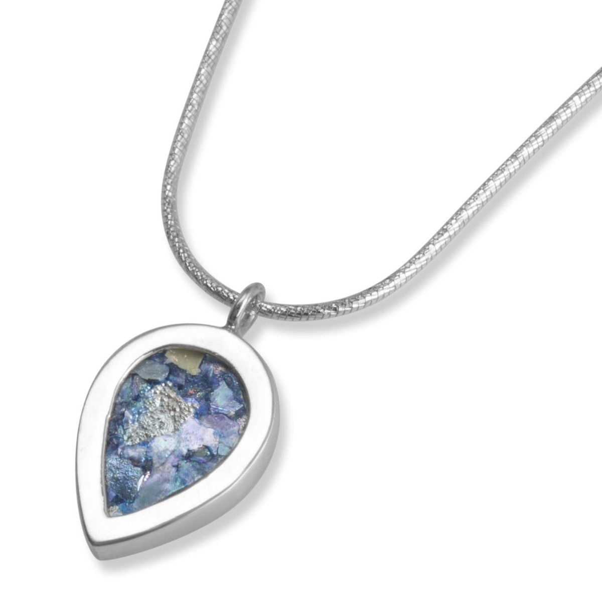 Sterling Silver and Roman Glass Classy Leaf Necklace  - 1