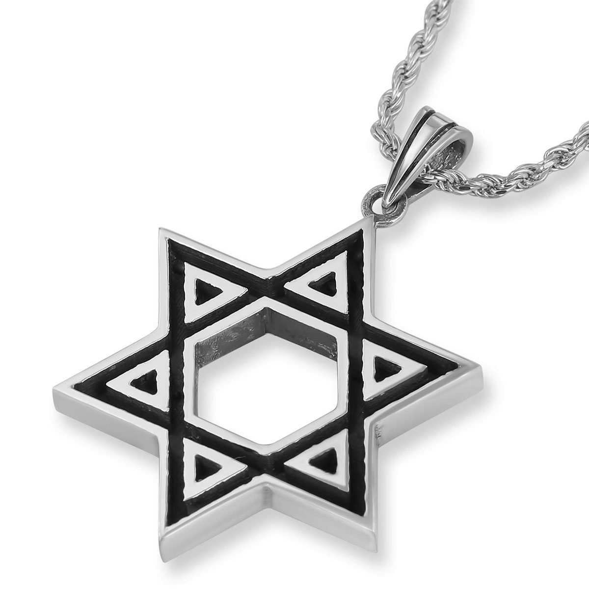 Sterling Silver Two-Tone Star of David Necklace - 1
