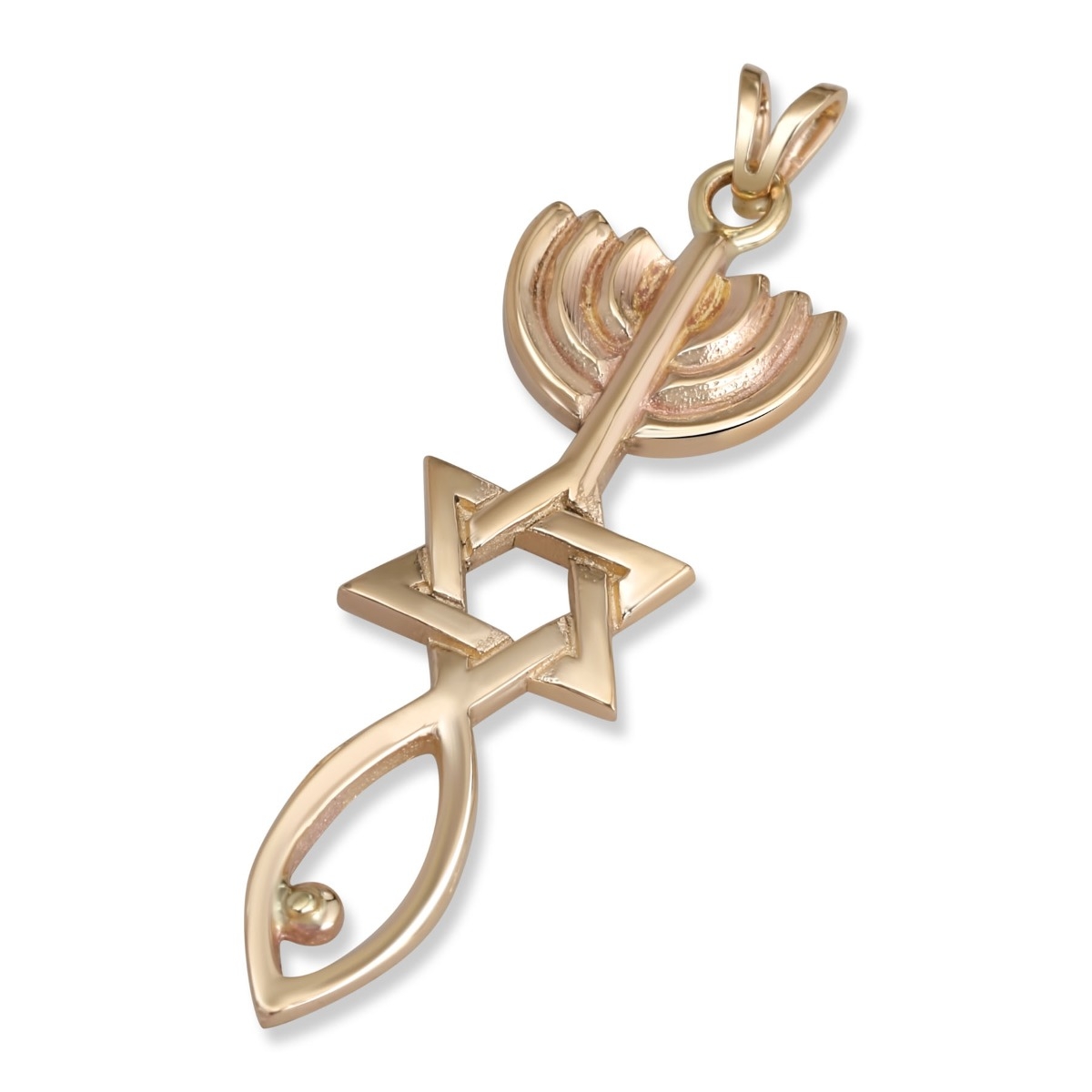 Rafael Jewelry 14K Gold Classic Grafted-In Messianic Seal Pendant - 1