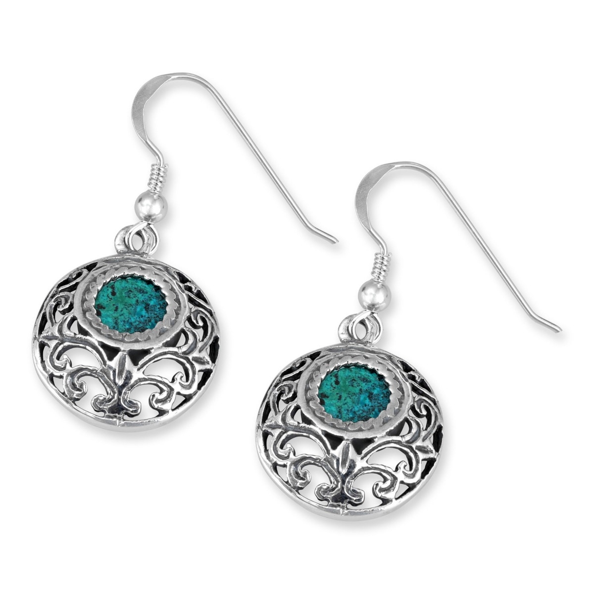Rafael Jewelry Silver Ball Earrings with Eilat Stone - 1