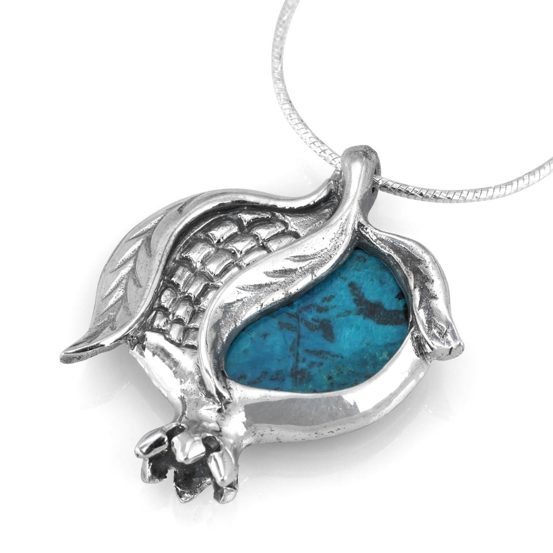 Rafael Jewelry Sterling Silver and Eilat Stone Pomegranate Pendant - 1