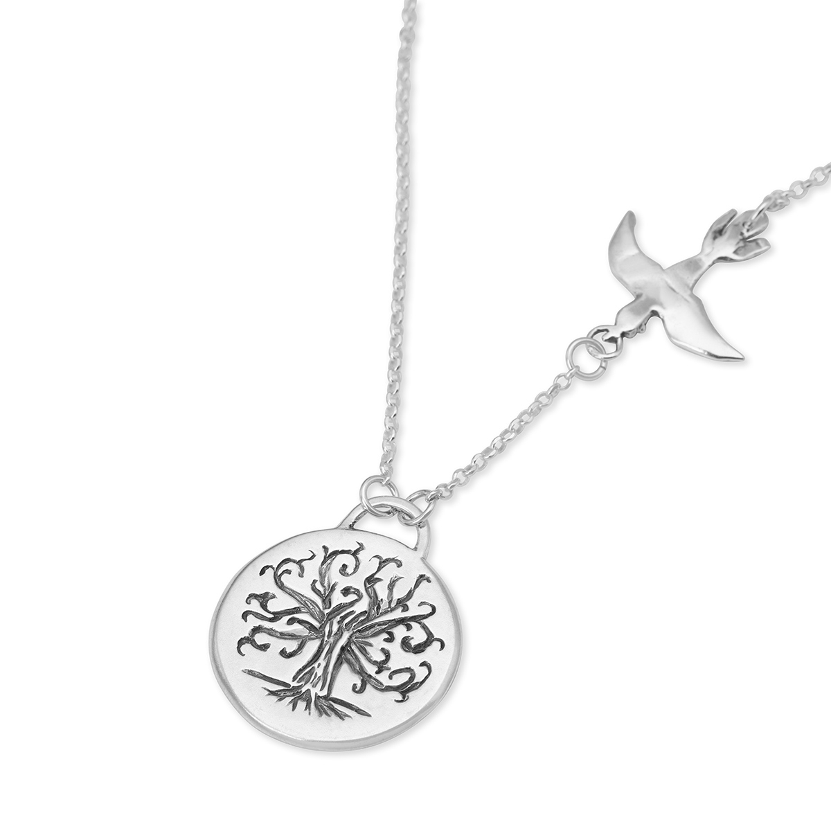 Rafael Jewelry Sterling Silver Tree of Life Necklace With Dove - 1