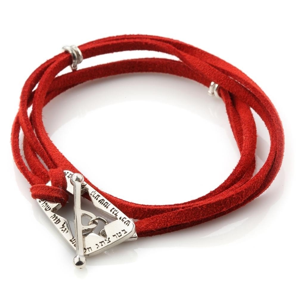 Red Leather Mystical Bracelet With Star of David - 1