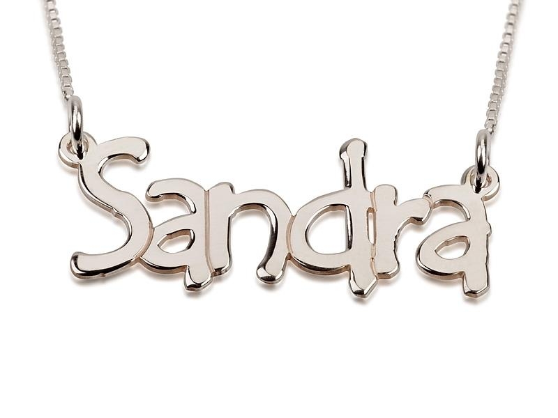 Silver Name Necklace (Sandra Script) - 1