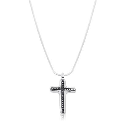 Sterling Silver Dotted Cross Pendant - 1