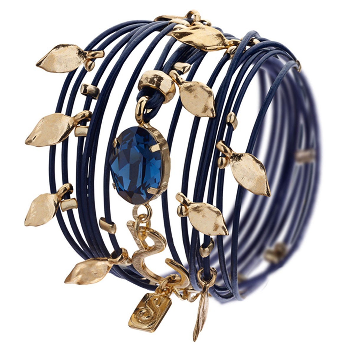 SEA Smadar Eliasaf Dark Blue Leather Wrap-Around Bracelet - 1