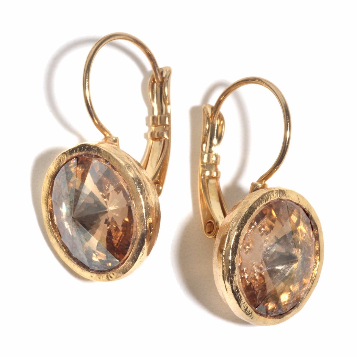 SEA Smadar Eliasaf Gold-Plated Drop Earrings with Champagne Swarovski Stone  - 1