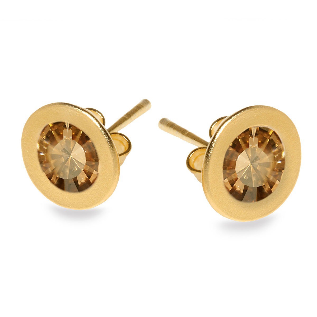 SEA Smadar Eliasaf Gold-Plated Halo Earrings with Golden Swarovski Crystal - 1