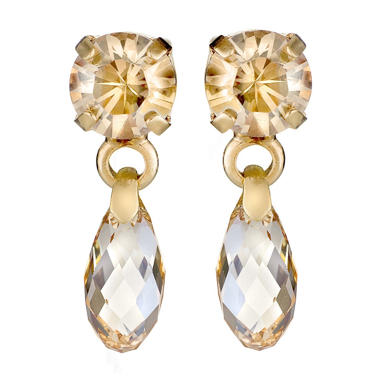 SEA Smadar Eliasaf Gold-Plated Teardrop Earrings with Swarovski Crystals - 1