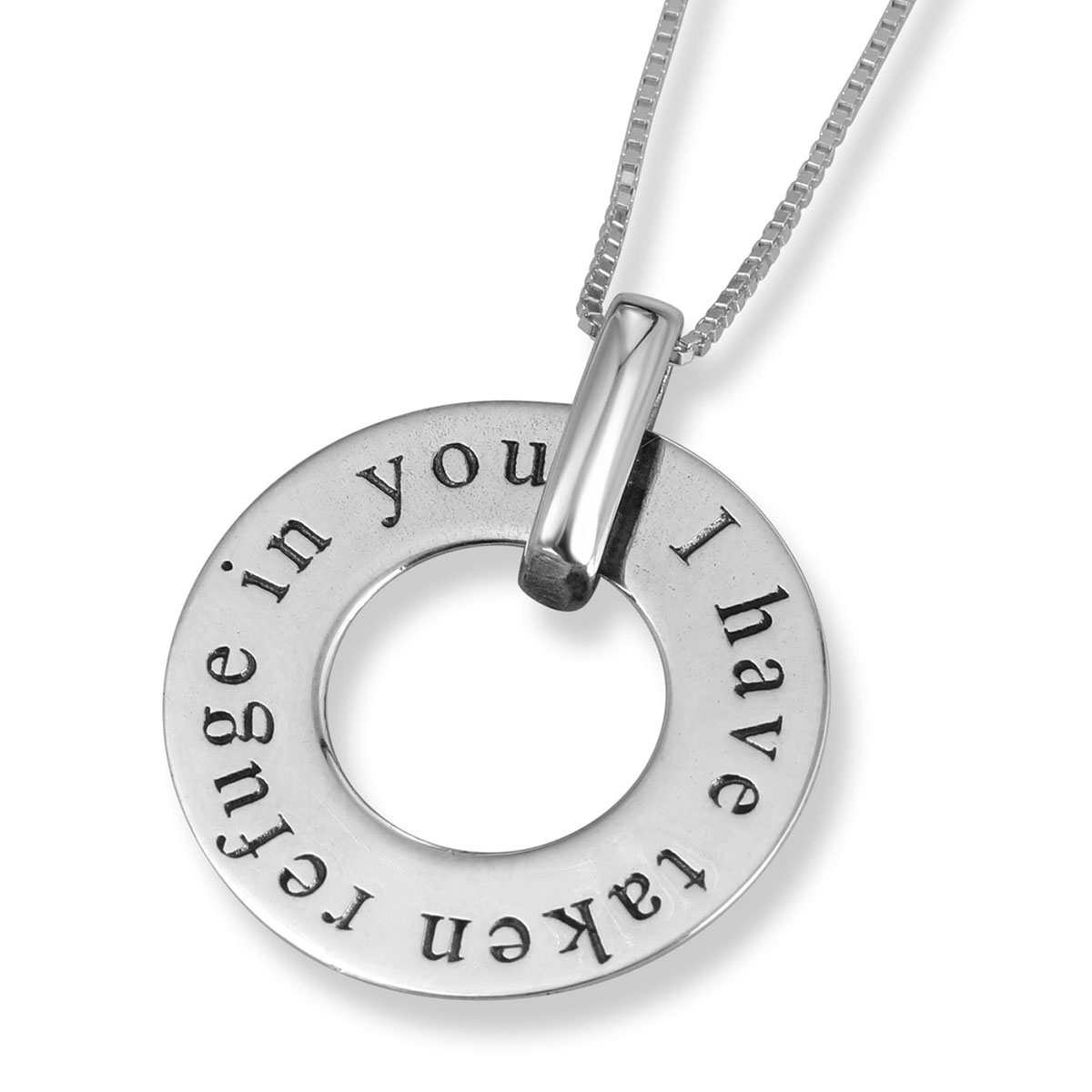 Sterling Silver Disk Necklace with “Refuge In You” Inscription-Psalm 71:1 - 1