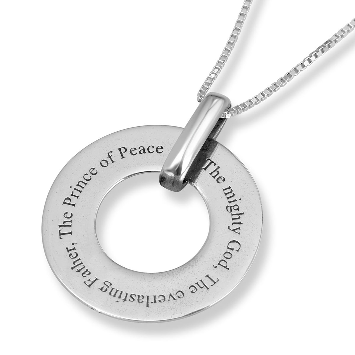 Sterling Silver Disk Pendant with “The Prince of Peace” Inscription-Isaiah 9:6 - 1