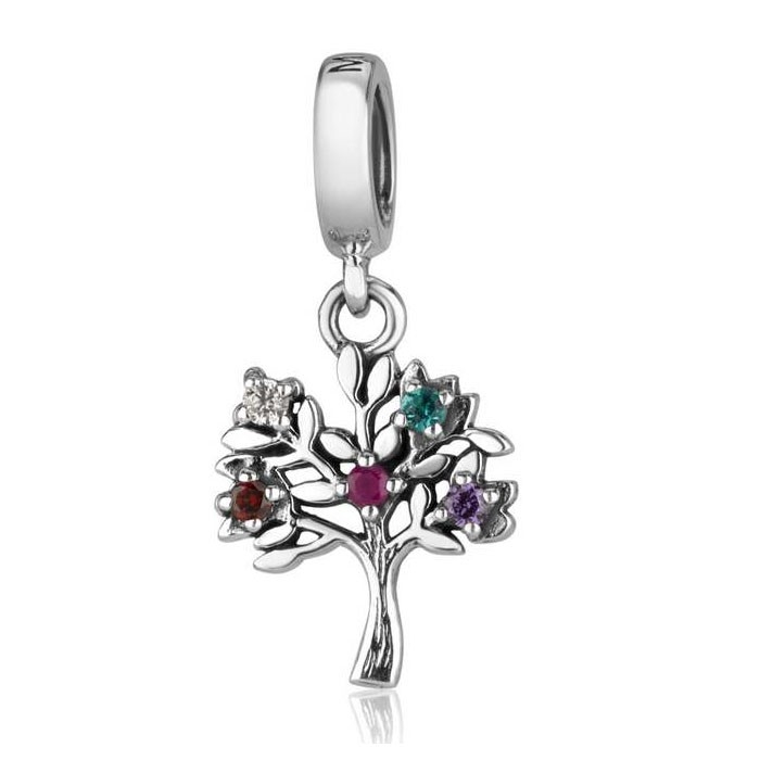 Stainless Steel Hanging Charm with Colorful Crystals - 1