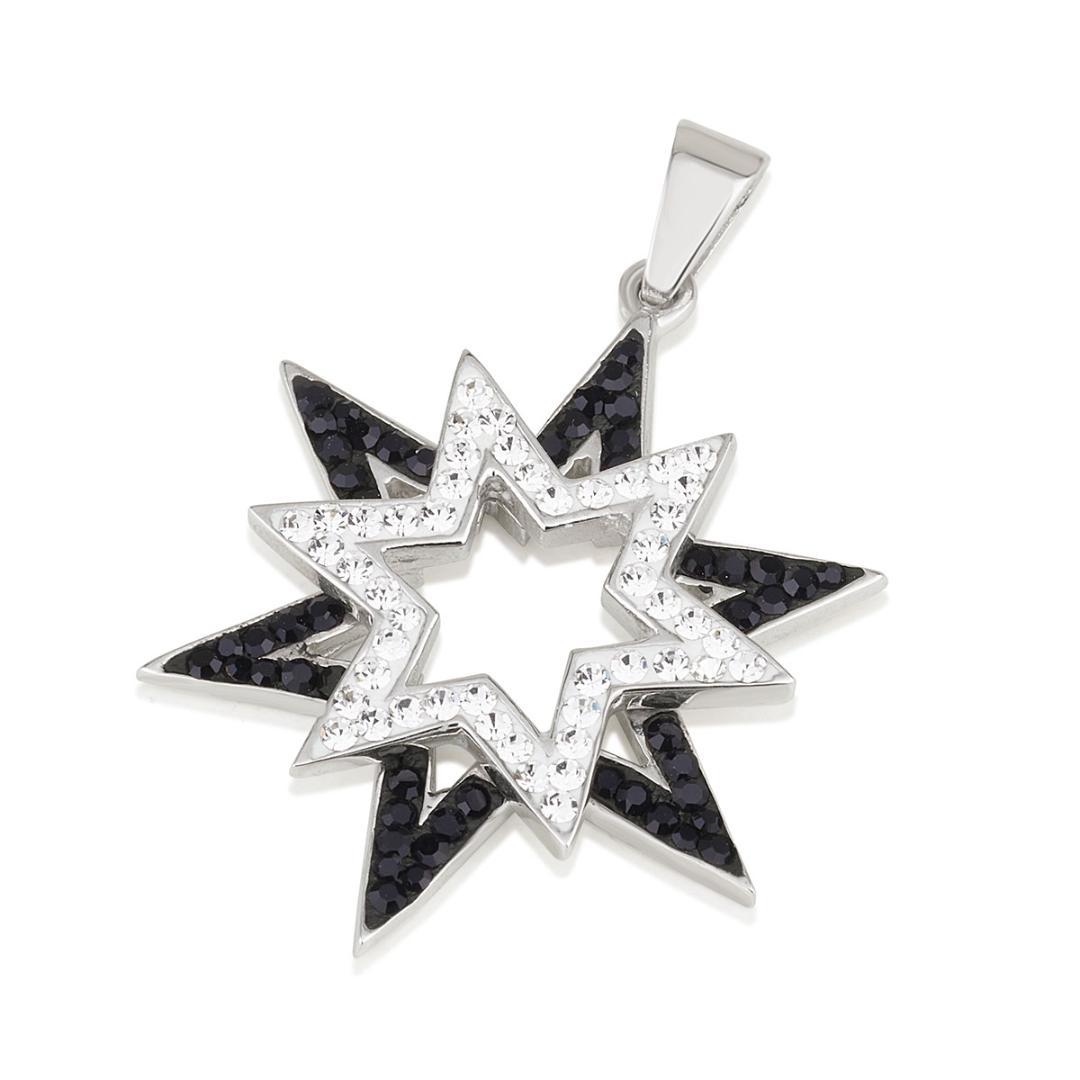 925 Sterling Silver Star of Bethlehem Pendant with Zircon Stones (Choice of Color) - 1