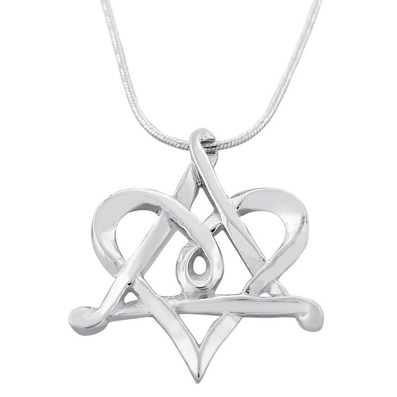 Rafael Jewelry Sterling Silver Interlocked Heart and Star of David Necklace - 1