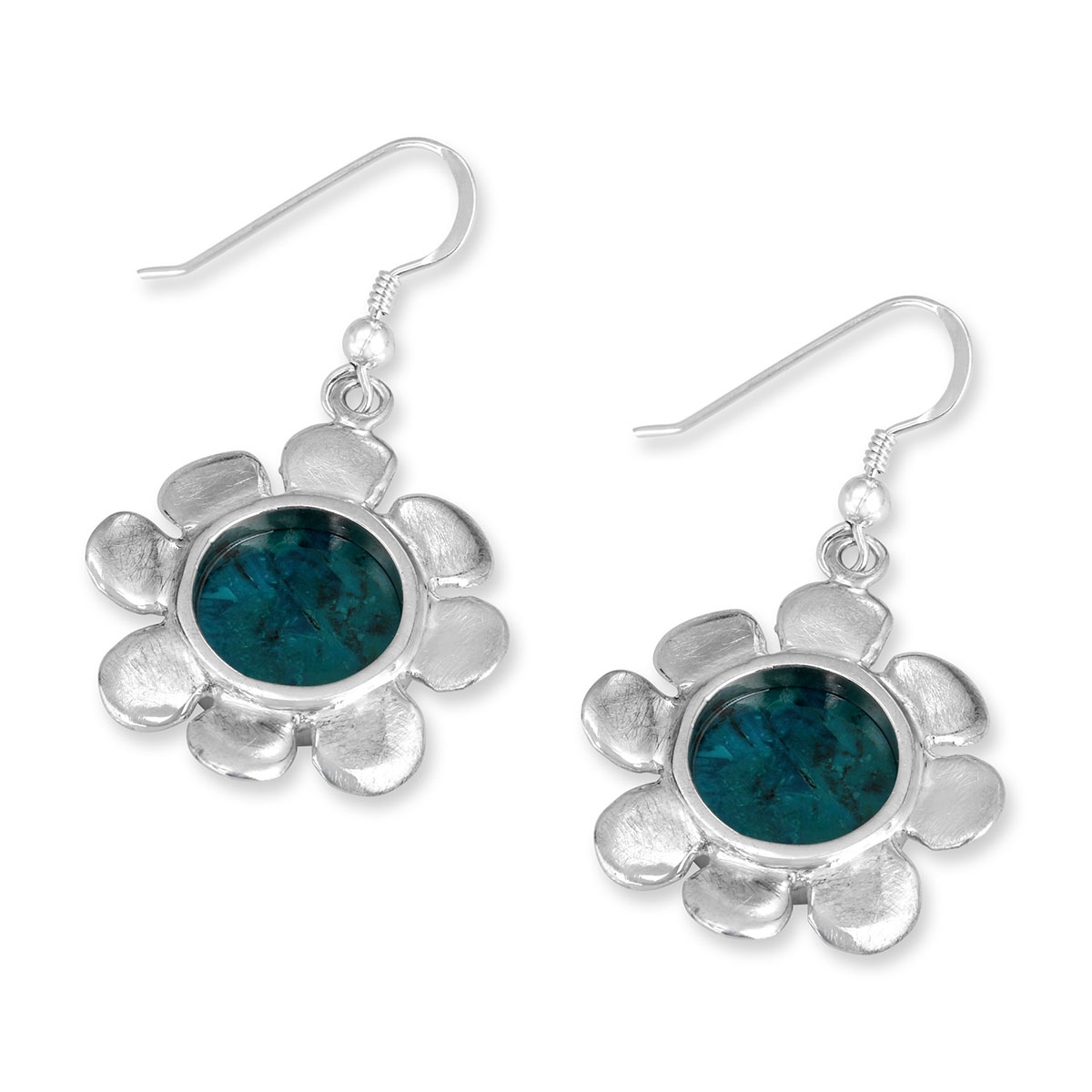 Rafael Jewelry Sterling Silver Daisy Earrings with Eilat Stone - 1