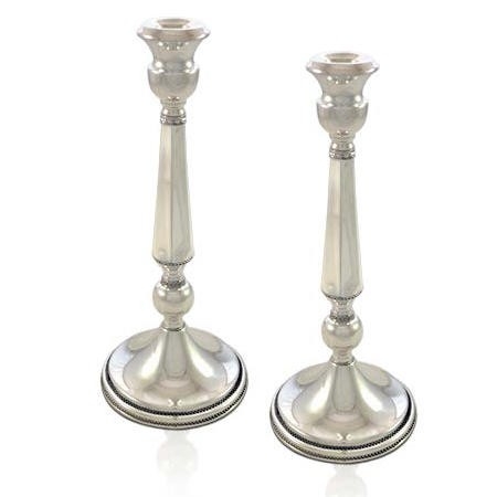 Sterling Silver Candlesticks with Floral Design - 1
