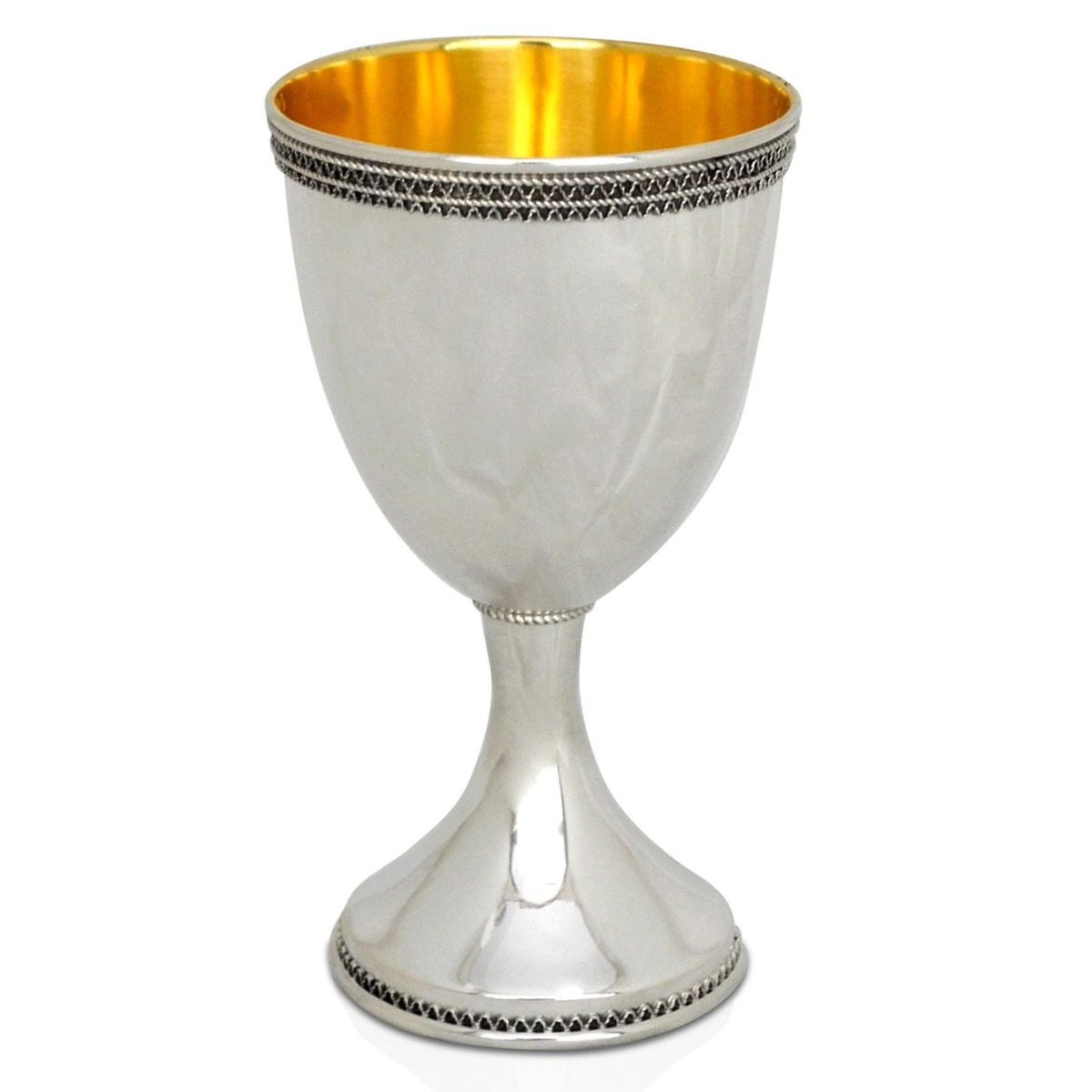 Sterling Silver Kiddush Cup with Filigree Design - 1