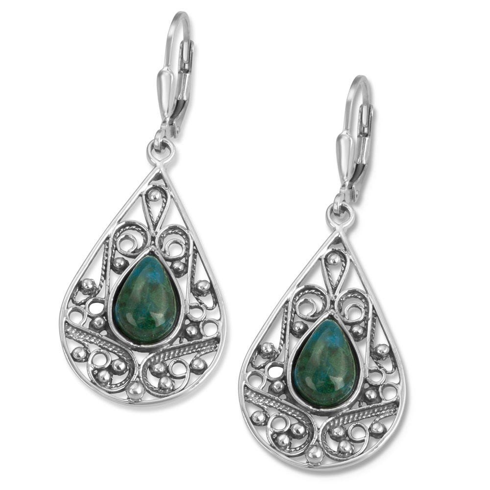 Rafael Jewelry Sterling Silver Teardrop Earrings with Eilat Stone - 1
