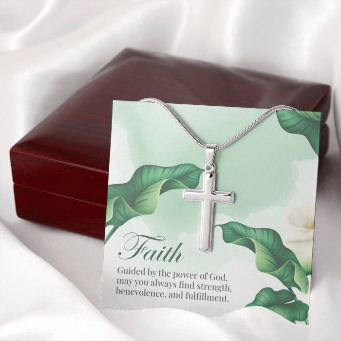 14K Gold-Plated Latin Cross Necklace With Inspirational Gift Box – Strength in Faith - 1