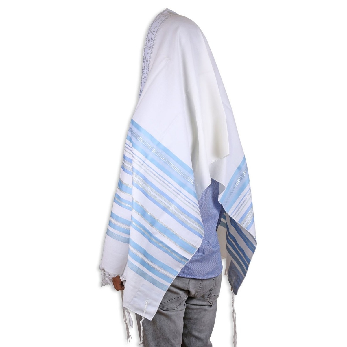 Talitnia Bnei Or  Wool Traditional Tallit Prayer Shawl (Light Blue) - 1