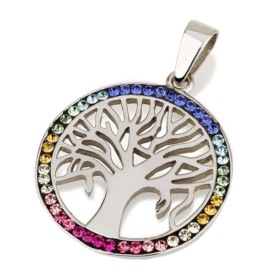 Tree of Life Pendant with Multicolored Crystals - 1
