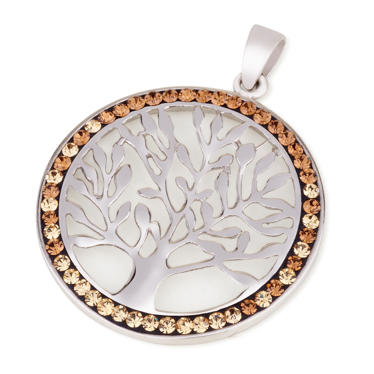 Sterling Silver Tree of Life Pendant with Zircon Stones (Selection of Colors) - 1