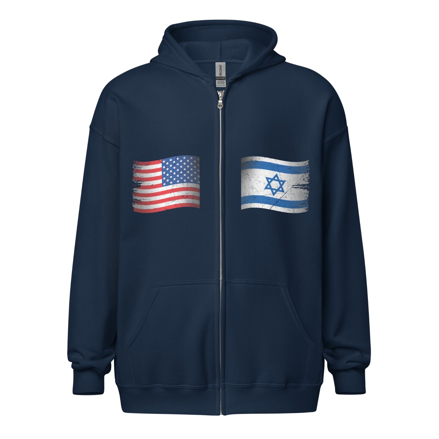 USA & Israel Flags Zip Hoodie - Unisex - 1