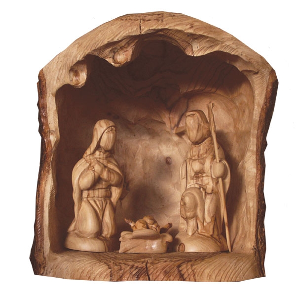 Olive Wood Hand-Carved Joyful Nativity Set - 1