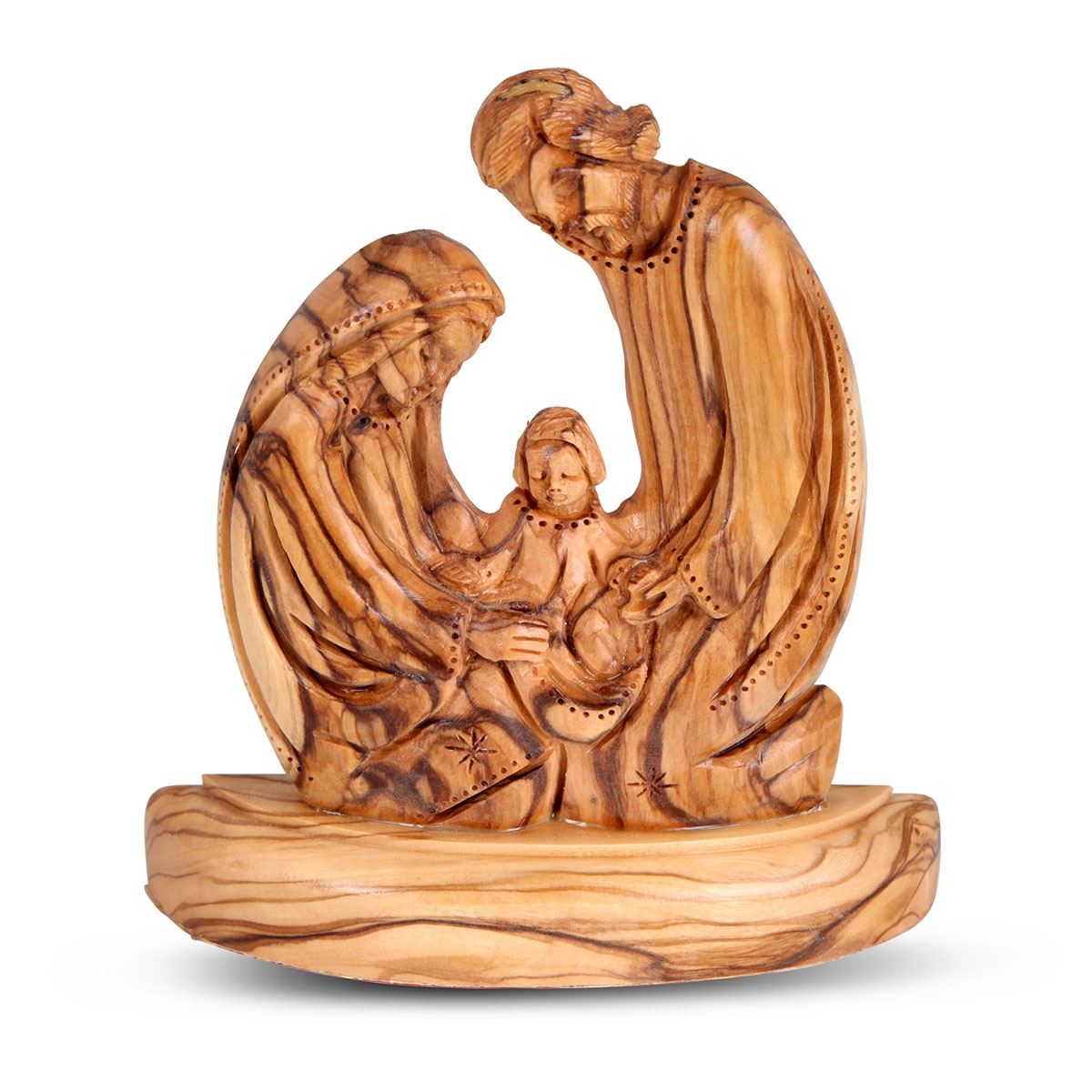 Olive Wood Holy Family Candle Holder - 1