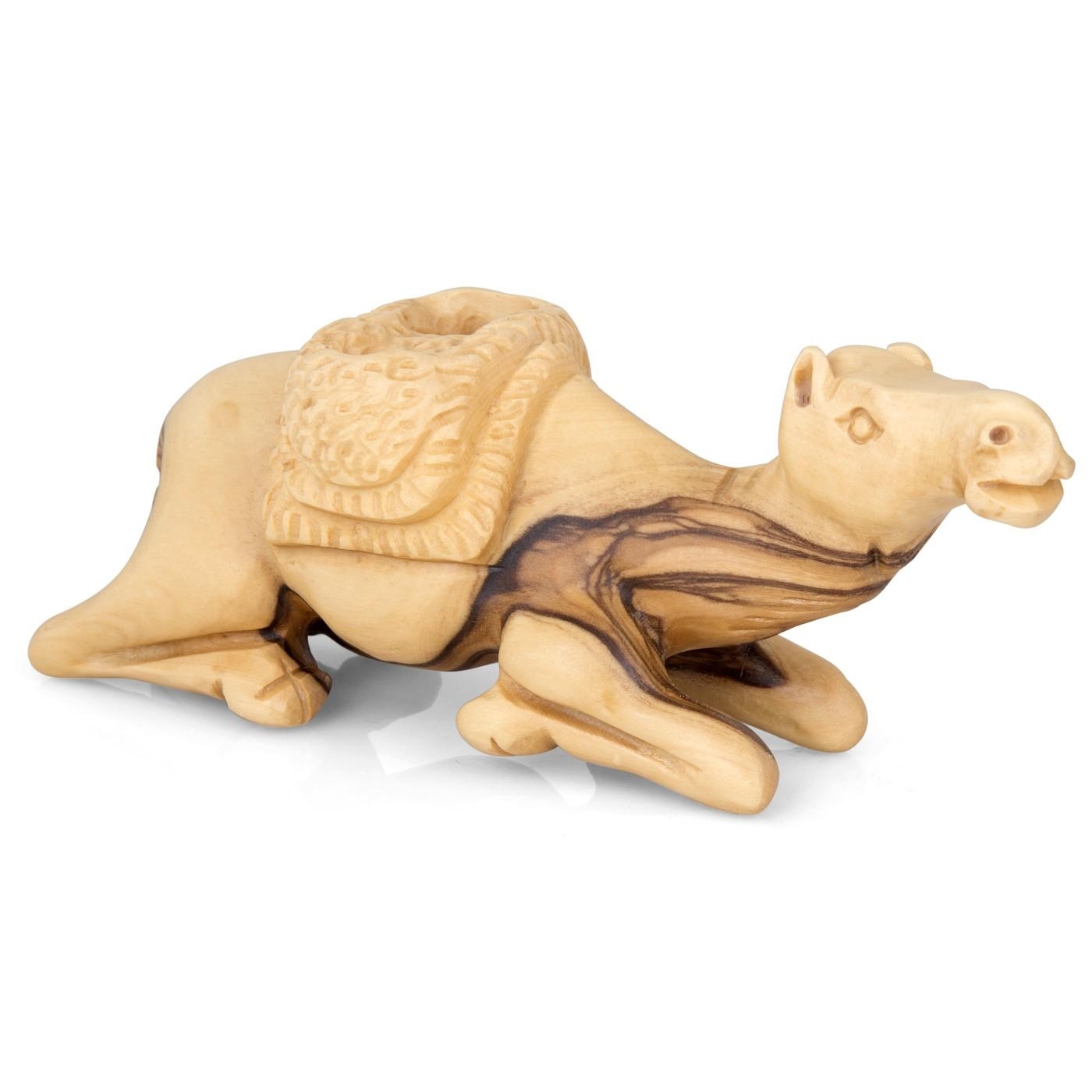 Olive Wood Sleeping Camel Figurine - 1