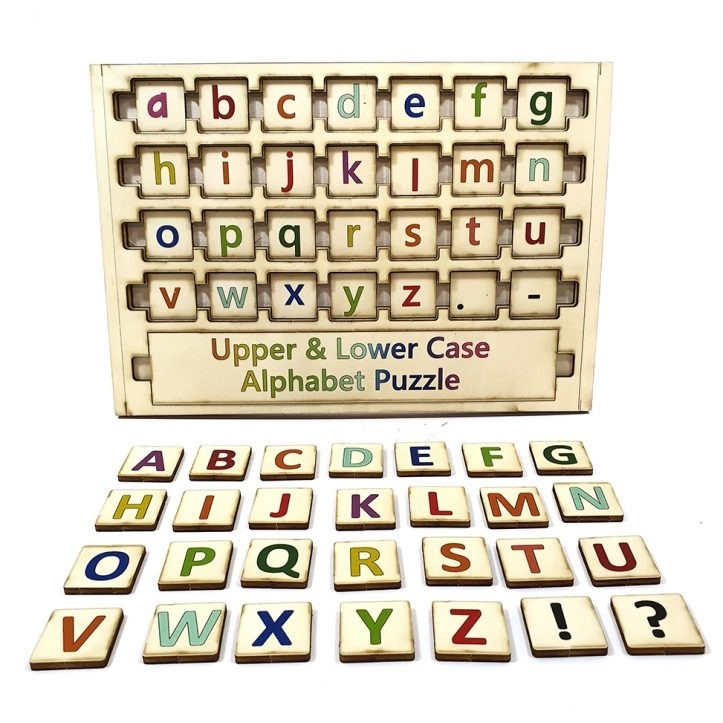 Upper & Lower Case Colored Wooden Alphabet Puzzle - 1