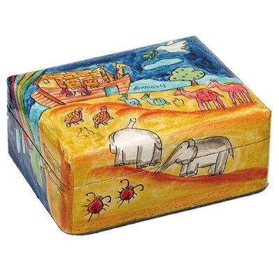 Yair Emanuel Medium Hand Painted Wood Jewelry Box (Noah's Ark) - 1