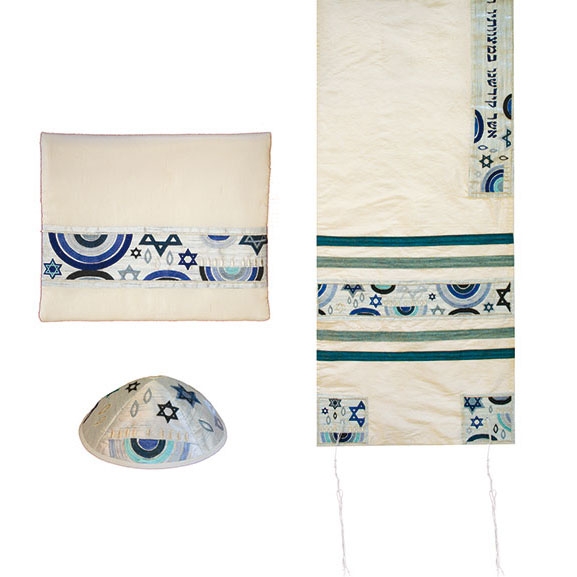 Yair Emanuel Traditional Symbols Embroidered Tallit Prayer Shawl - 1