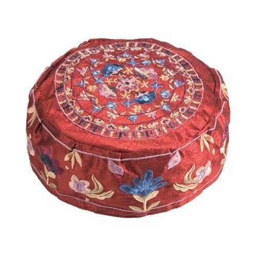 Yair Emanuel Dark Red Embroidered Hat (Flowers) - 1