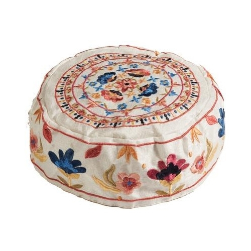 Yair Emanuel White Embroidered Hat - Floral  - 1