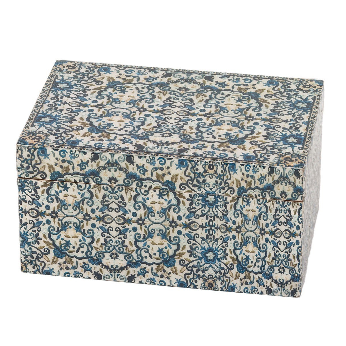 Yair Emanuel Wooden Jewelry Box with Flowers Design - 1